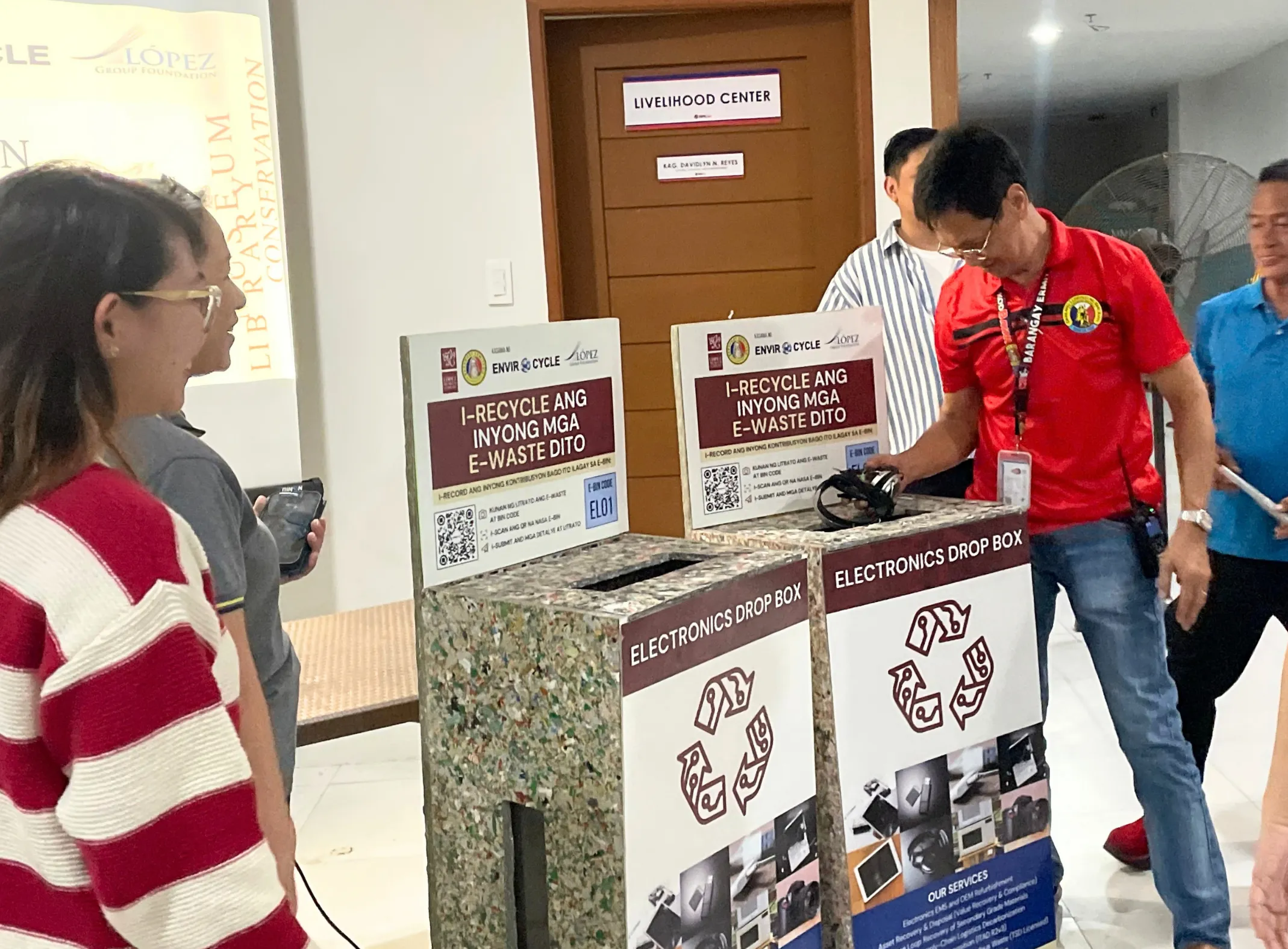 Turnover of the e-bins from ELFI to Barangay Ermitaño during the E-Bin Program launch
